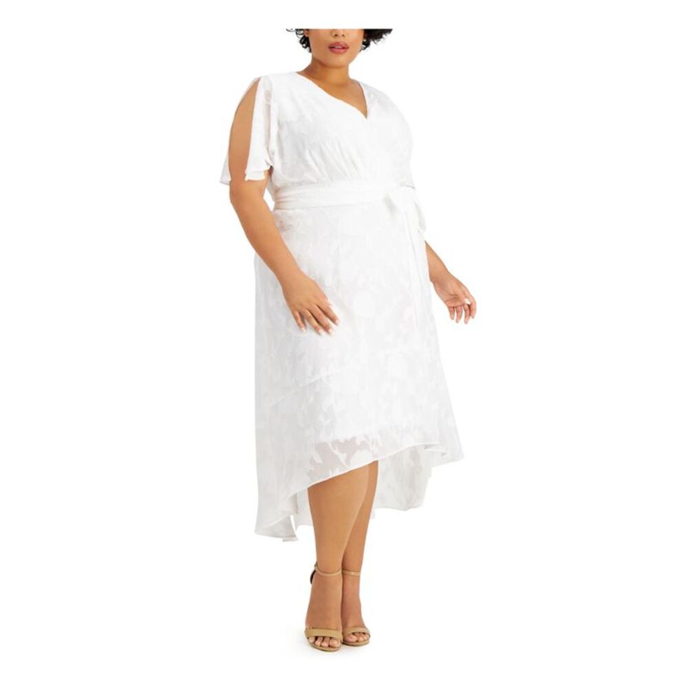 Jessica Howard White High-Low Floral Dress